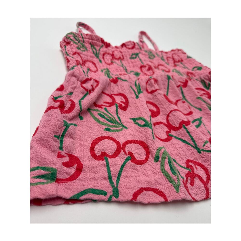 Old Navy Girls Cherry Print Smocked Tank Top Pink Size M 8 Summer